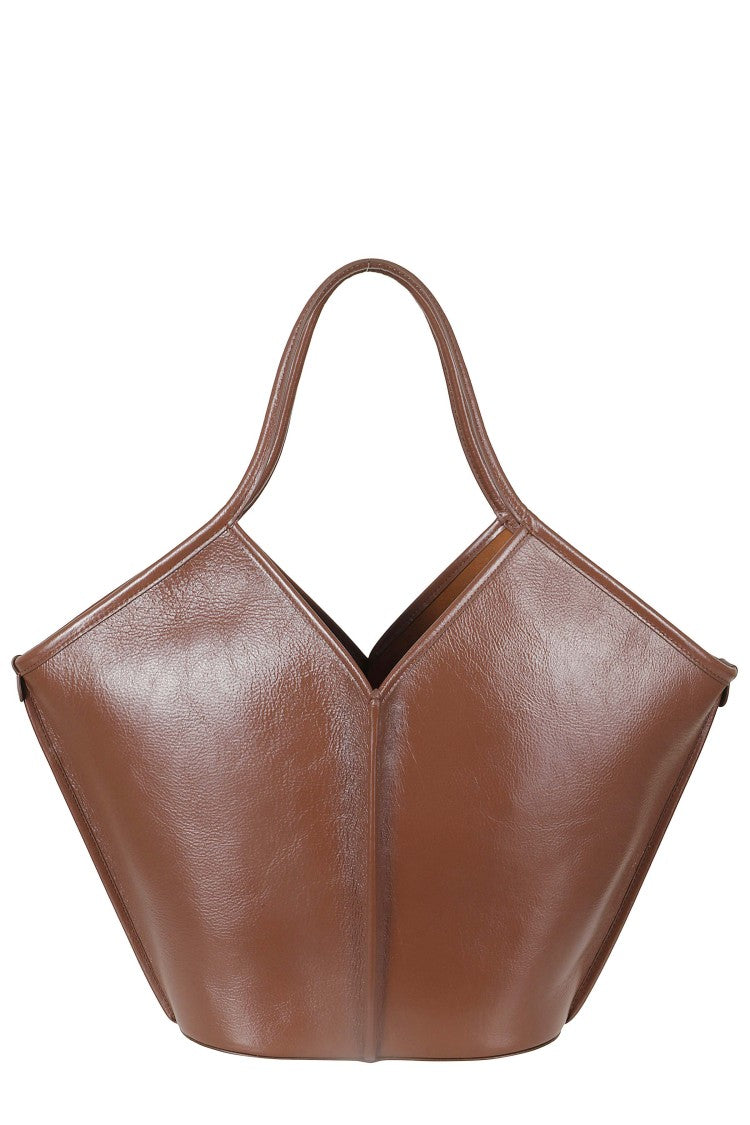 Hereu Brown Calella Distressed Drawstring Leather Tote Bag