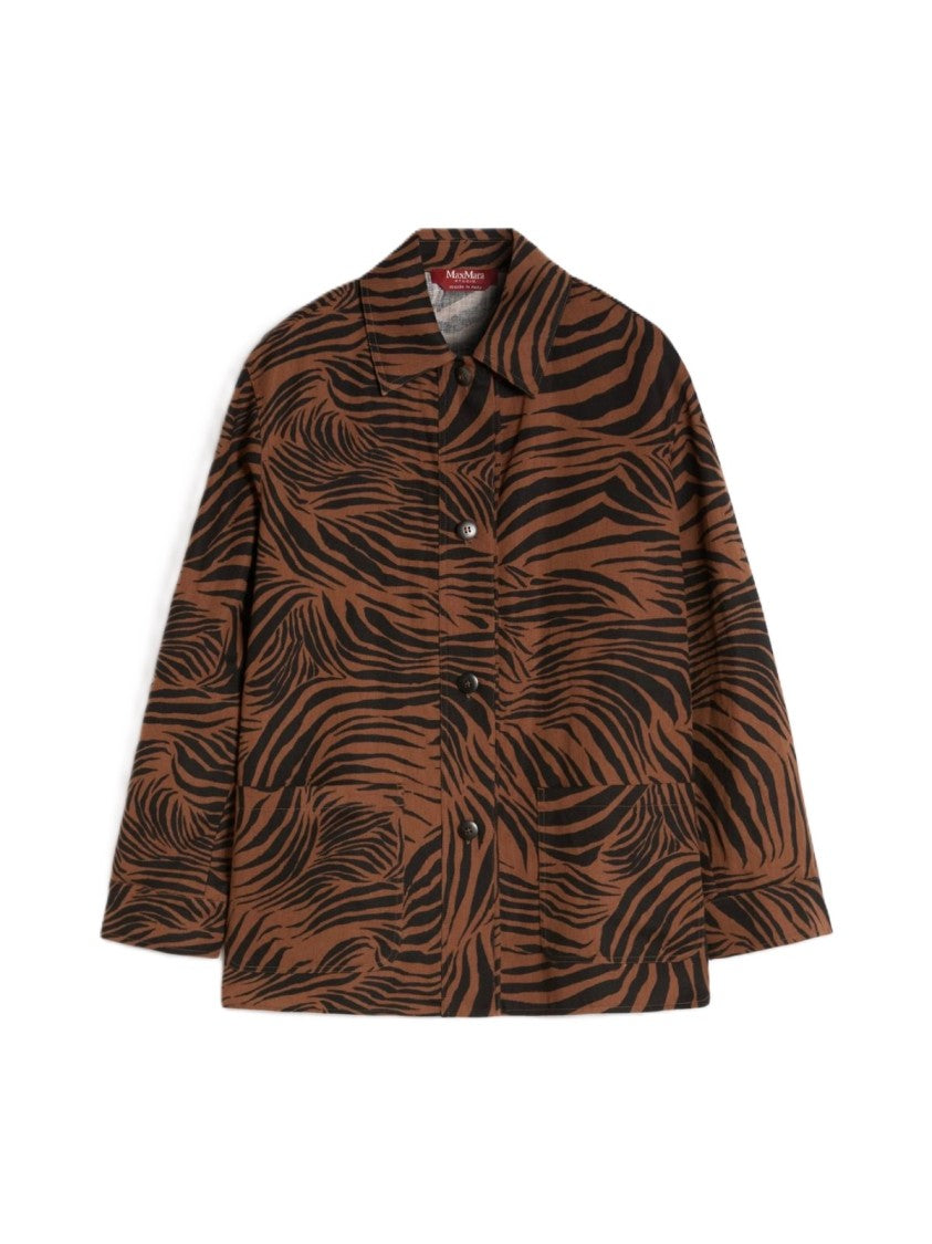 Max Mara Tiger Stripe Patterned Jacket With Classic Collar