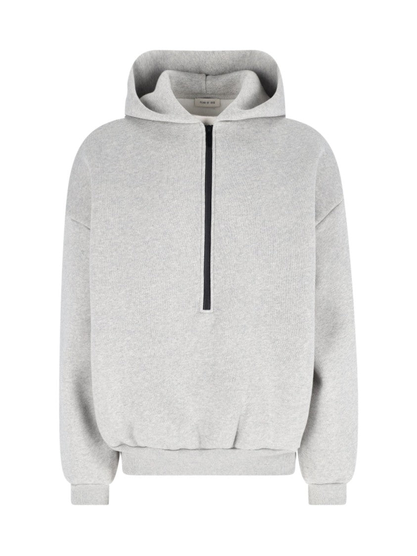 Fear Of God Zip-Up Cotton Blend Hoodie With Back Logo