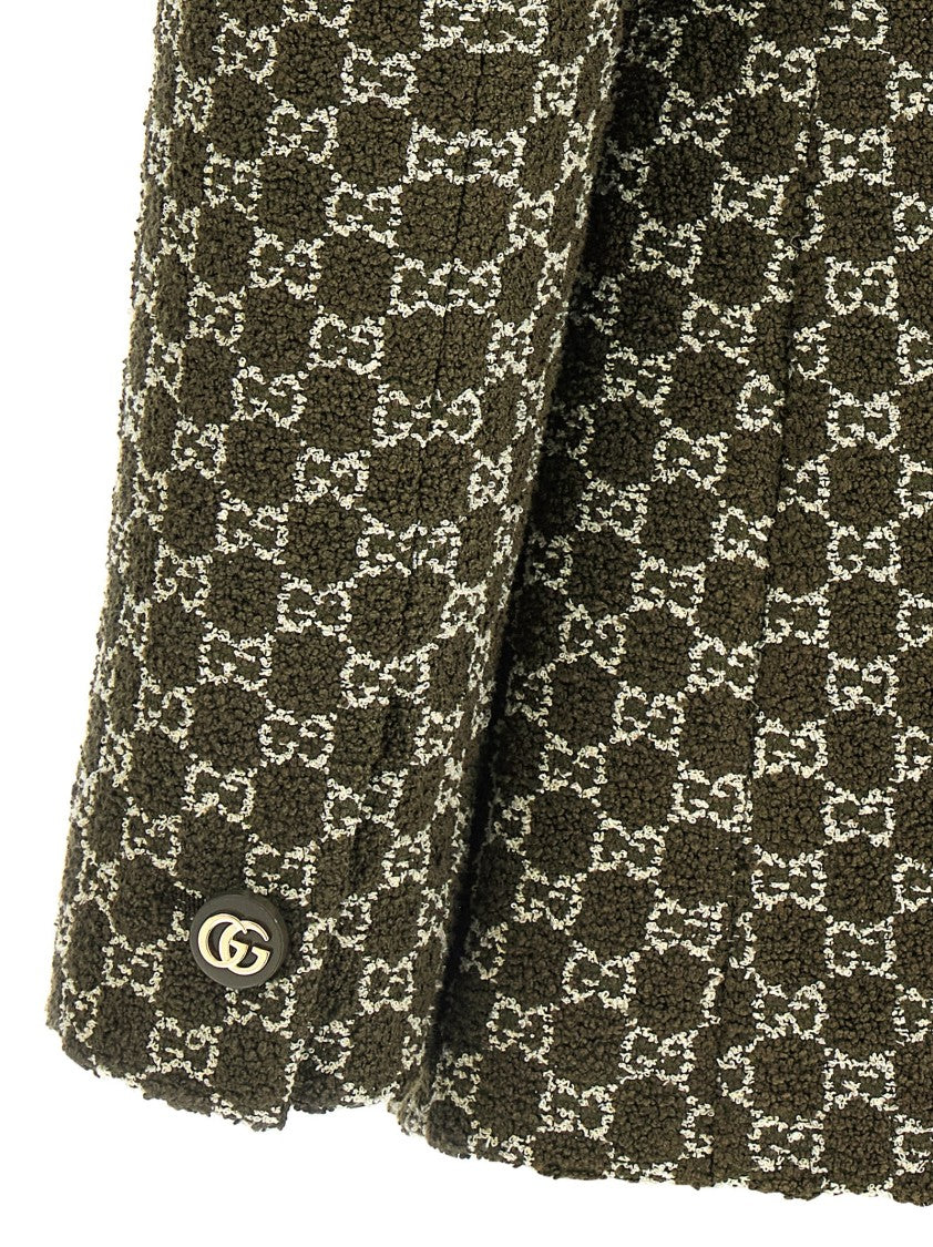 Gucci Gg Bouclé Cotton Blazer With Structured Collar