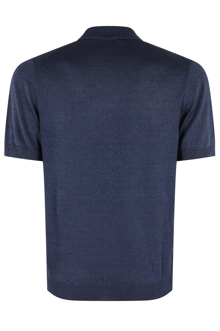 Tagliatore Indigo Blue Cotton Knit Polo Shirt