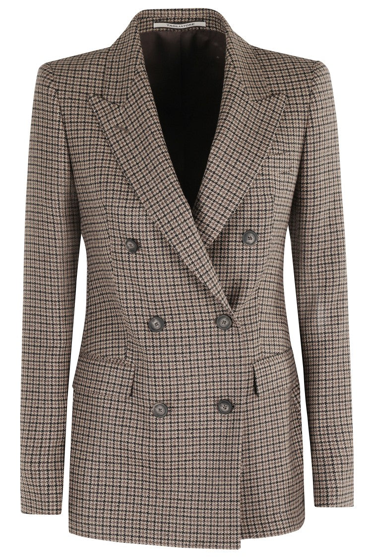Tagliatore Double-Breasted Houndstooth Blazer With Flap Pockets