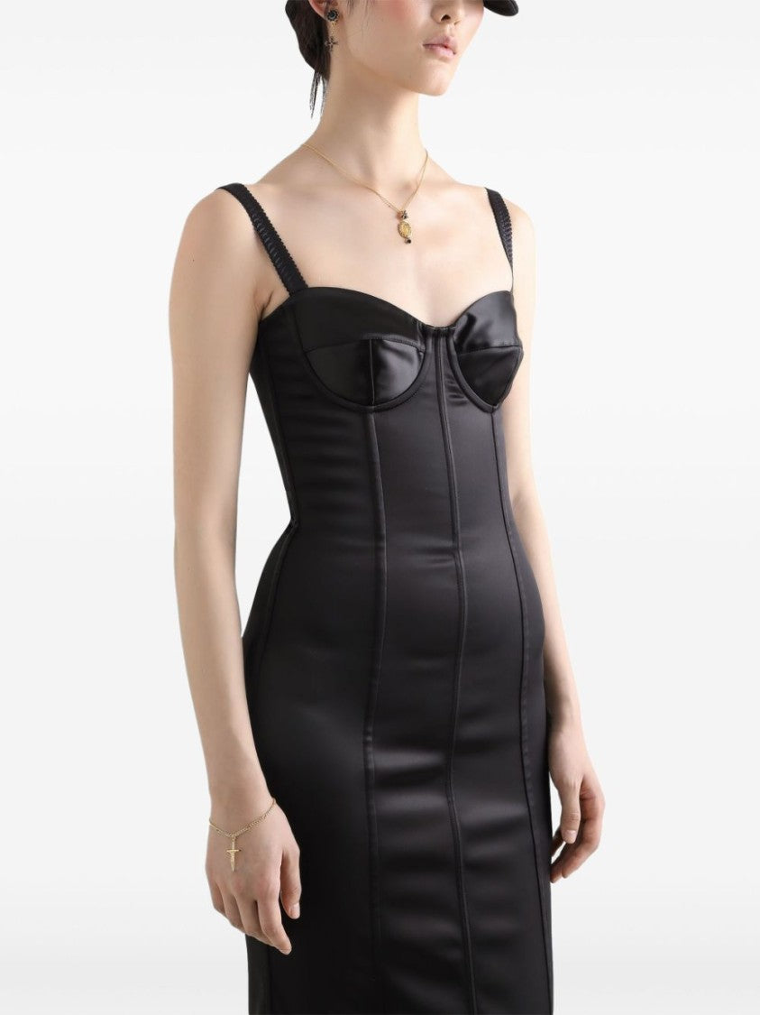 Dolce & Gabbana Fitted Black Dress With Sweetheart Neckline And Structured Bodice