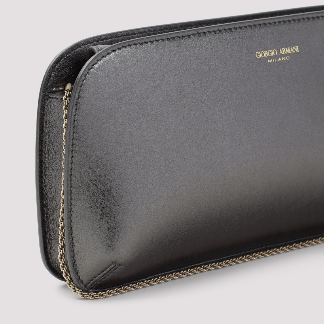 Giorgio Armani Metallic Finish Grey Lamb Leather Handbag