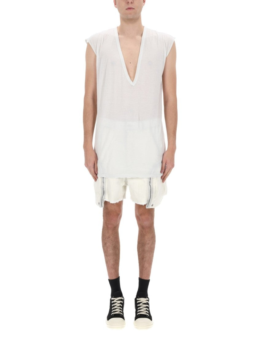 Drkshdw By Rick Owens Neutrals Dylan T Oversized V-Neck T-Shirt