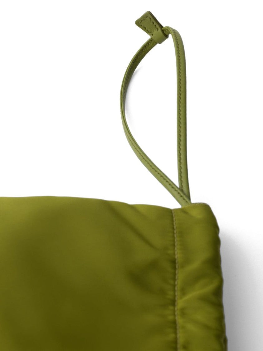 Prada Structured Handbag With Glossy Finish And Metallic Accents