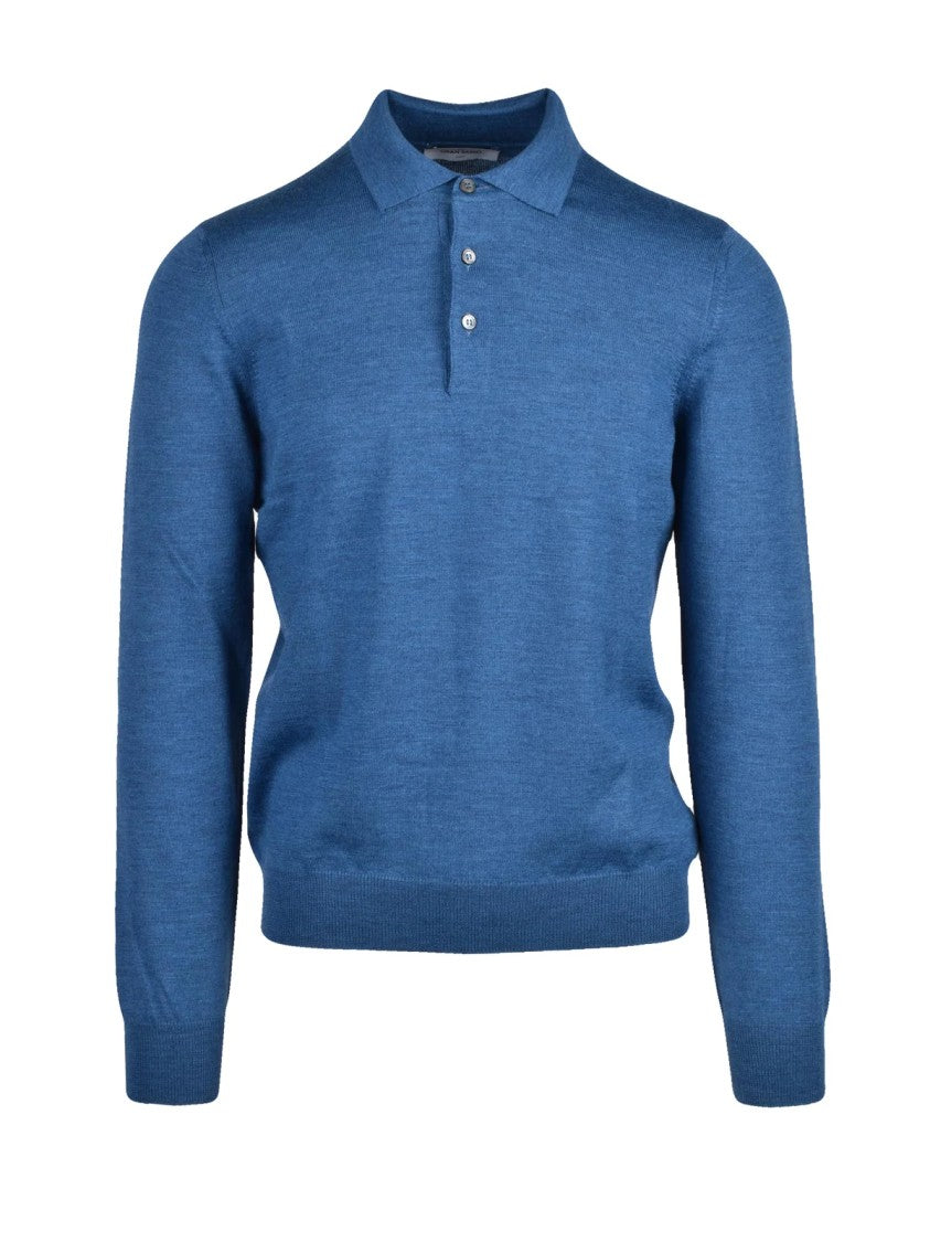 Gran Sasso Virgin Wool Polo Knit With Classic Collar And Three-Button Placket