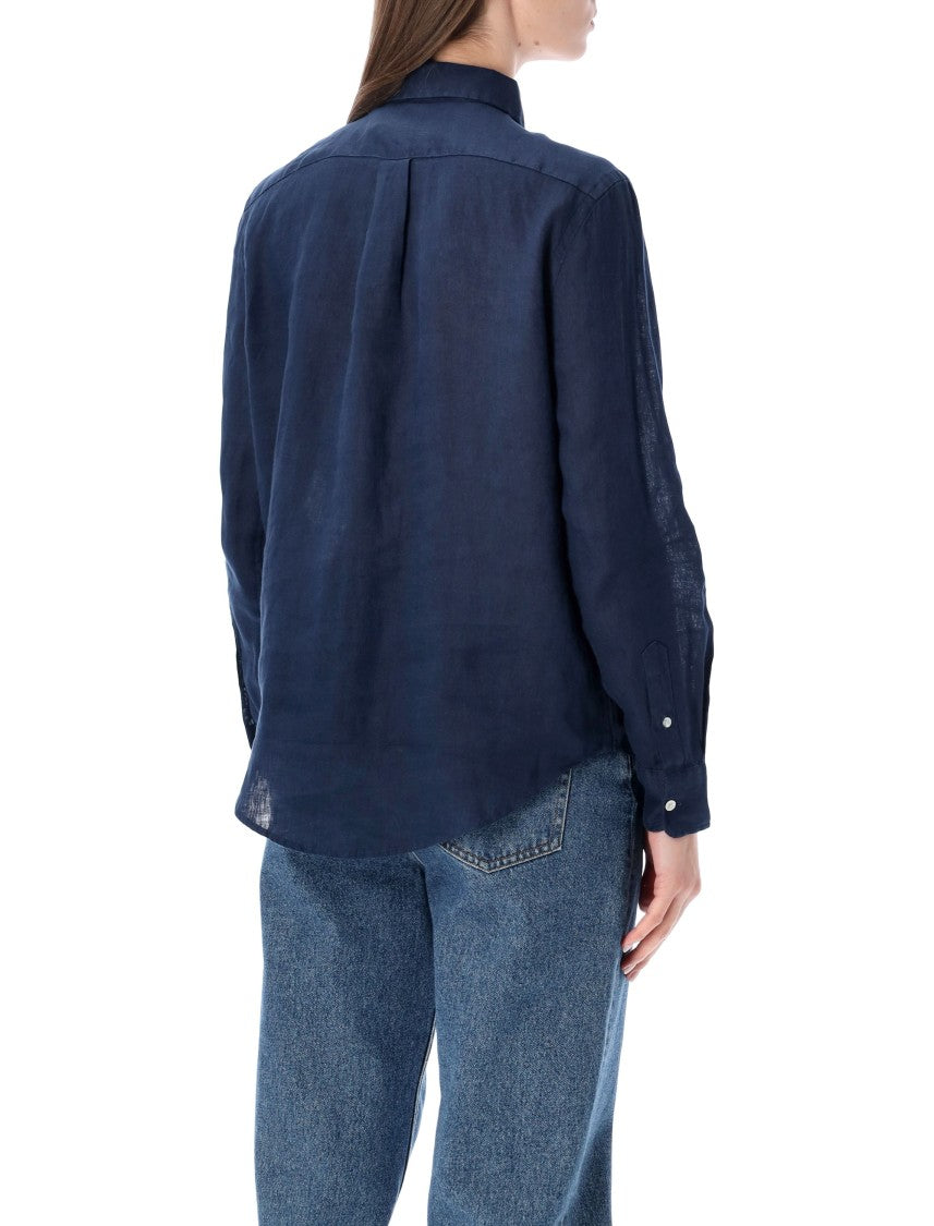 Polo Ralph Lauren Long-Sleeved Linen Shirt With Pointed Collar