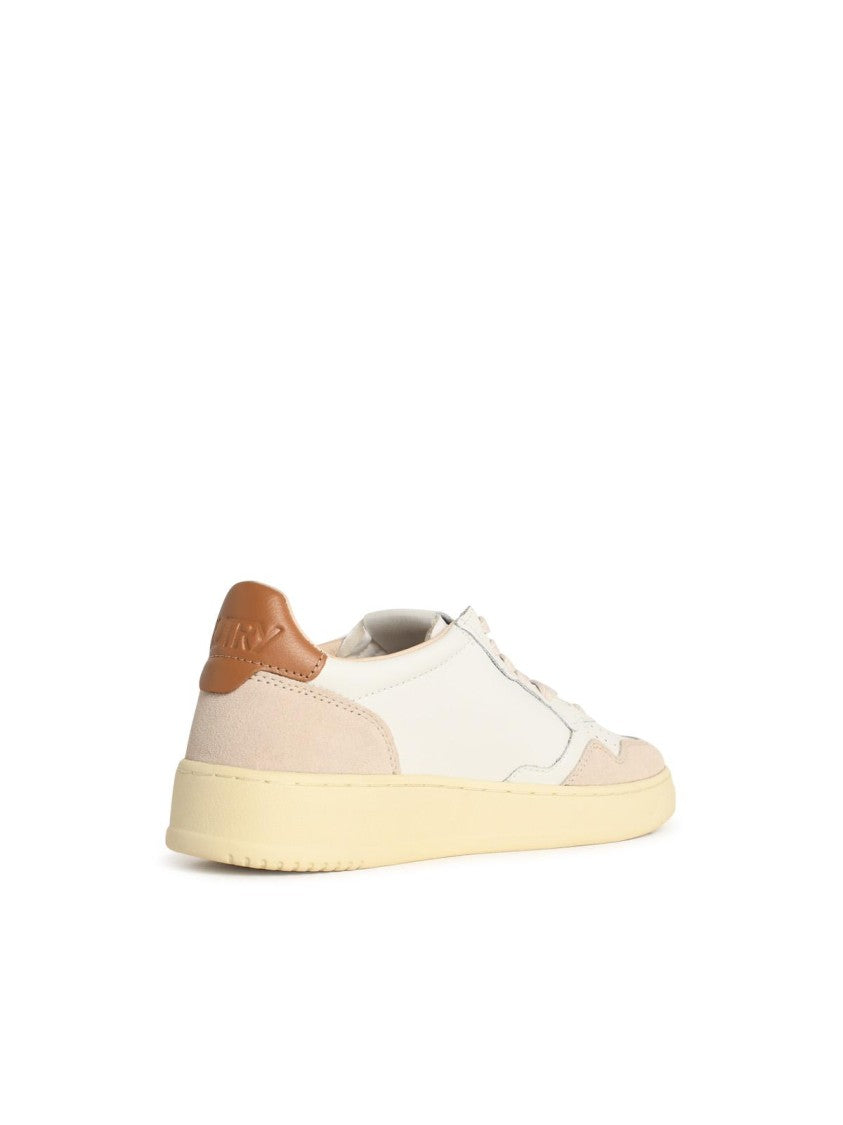 Autry 'Medalist Low' Sneakers In Duede And Sugar White And Brown Leather