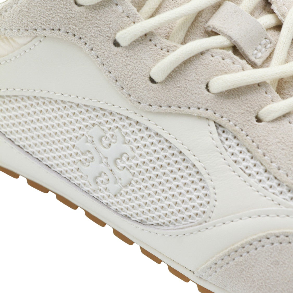 Tory Burch Low-Profile White Sneakers With Suede Overlays