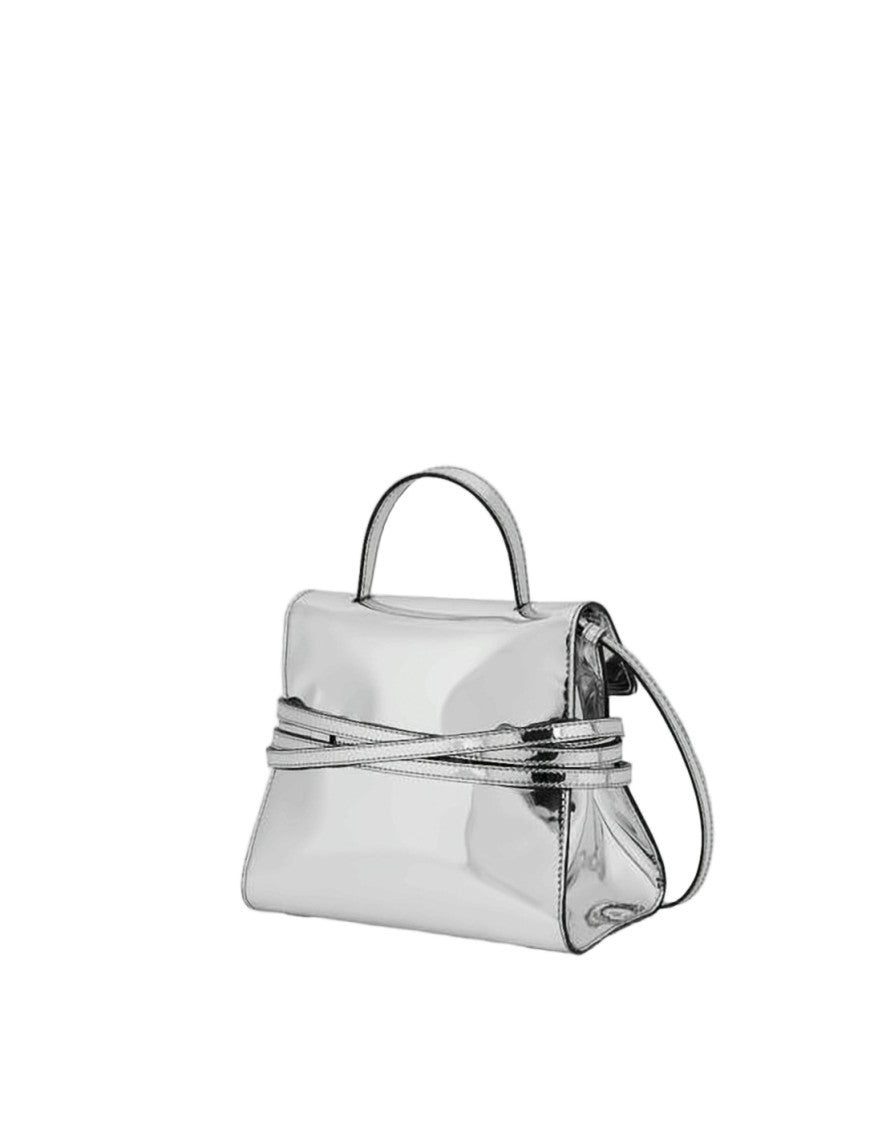 Moschino Reflective Silver Tote Bag With Structured Silhouette