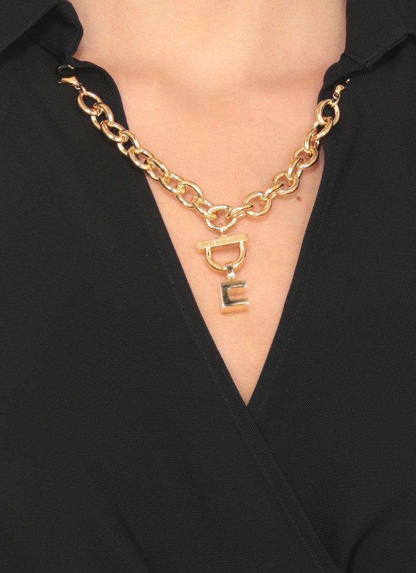 Elisabetta Franchi Chain-Detail Black Viscose Shirt