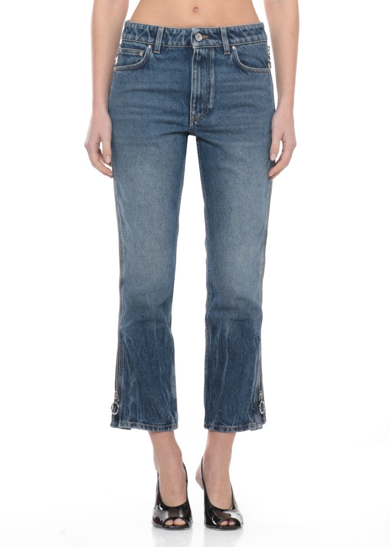 Rabanne Blue Cotton Side-Zip Jeans