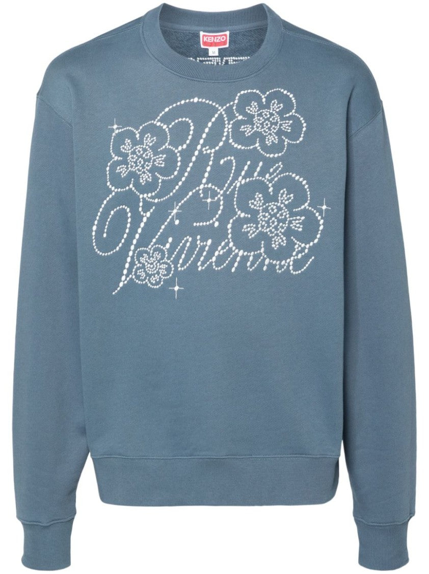 Kenzo Textured Blue Cotton Jersey Sweatshirt