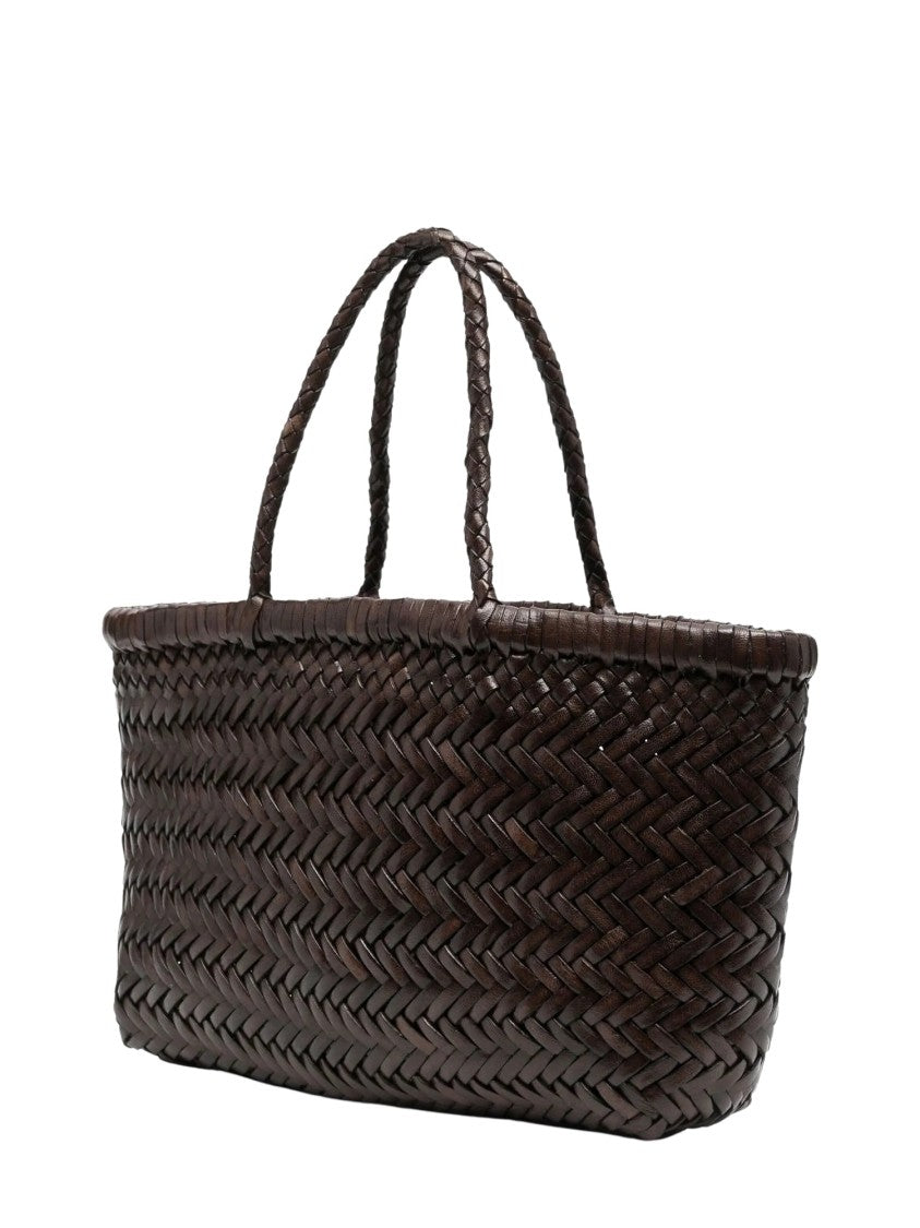 Dragon Diffusion Herringbone-Weave Leather Tote Bag With Braided Handles