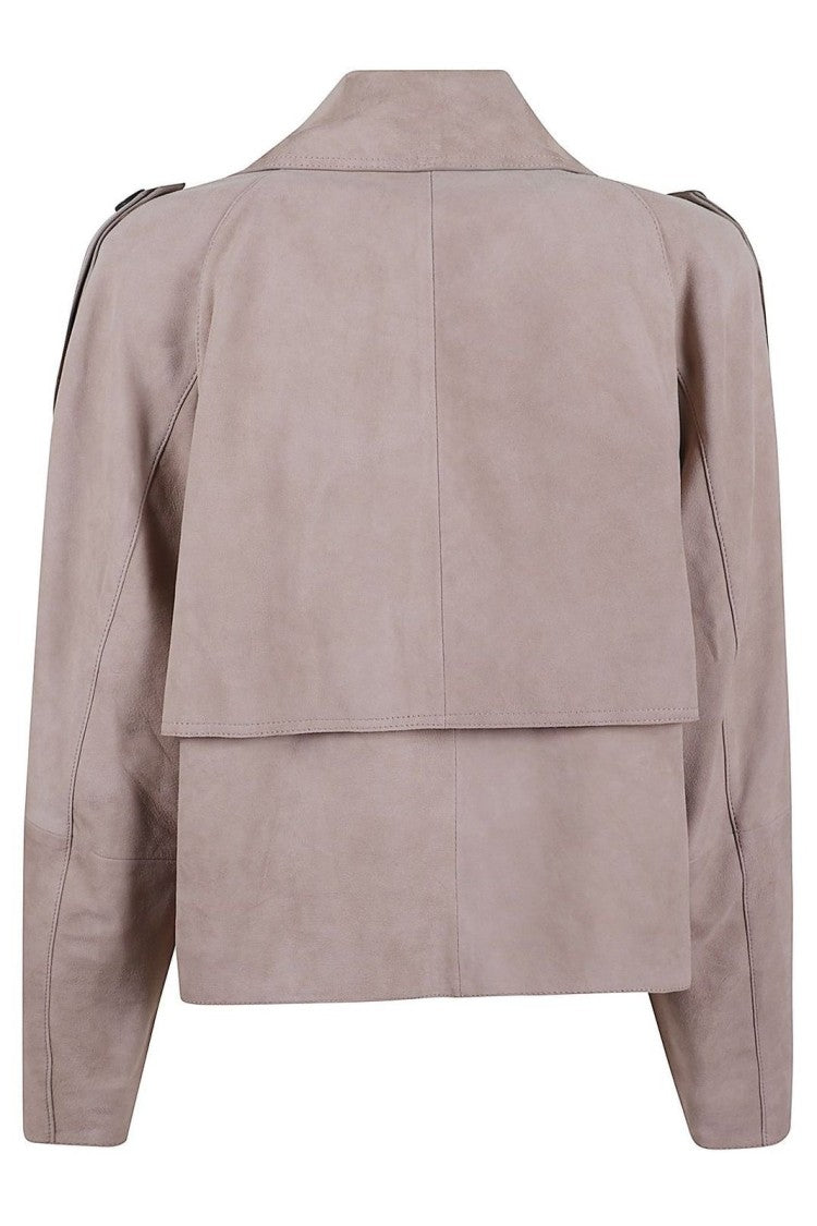 Max Mara Brown Lambskin Leather Jacket With Tailored Silhouette