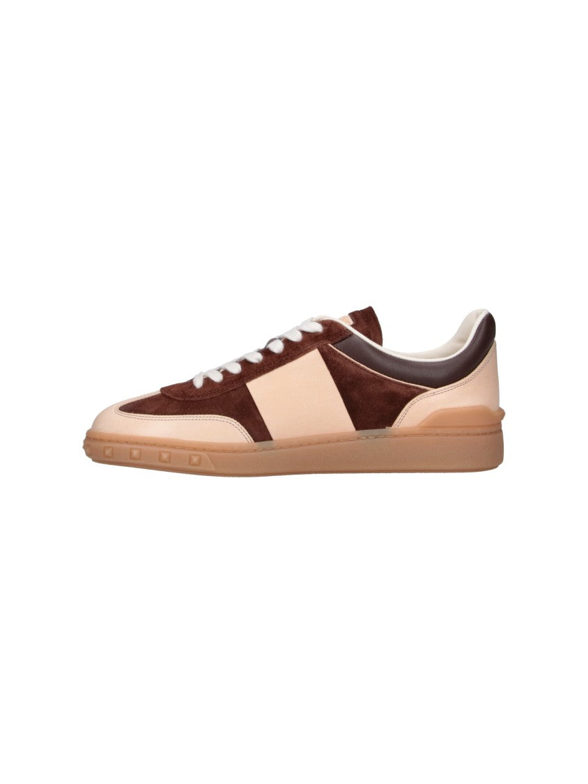 Valentino Garavani Brown Upvillage Contrast Detail Leather Sneakers