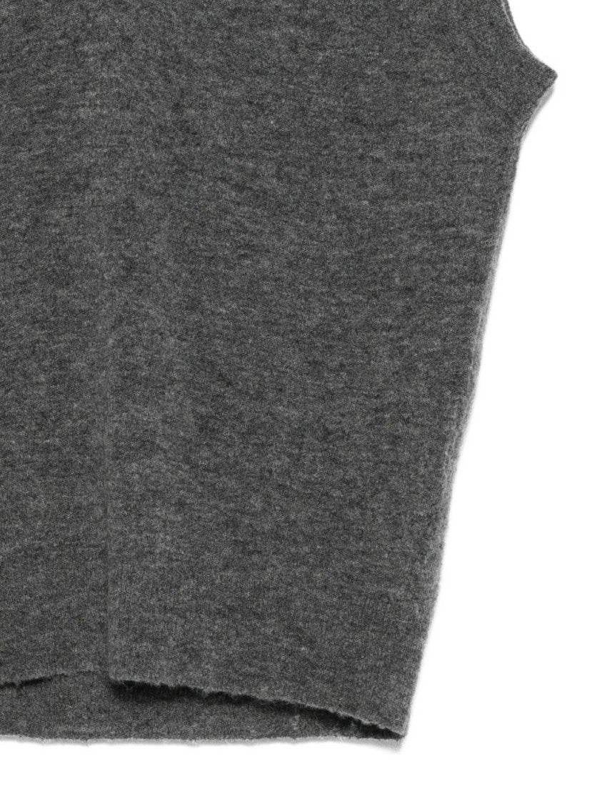 Amaranto Sleeveless V-Neck Sweater In Heathered Gray