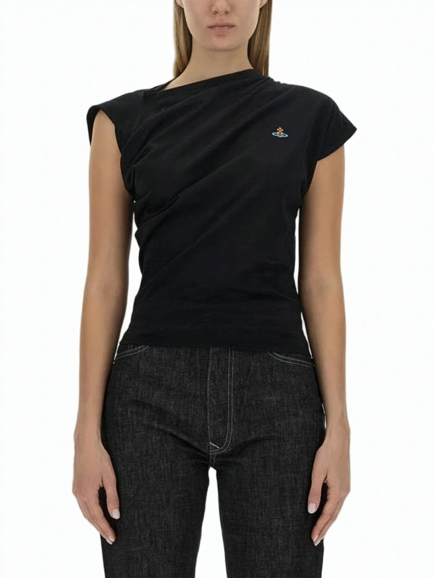 Vivienne Westwood Structured Black Short-Sleeved Top With Padded Shoulders