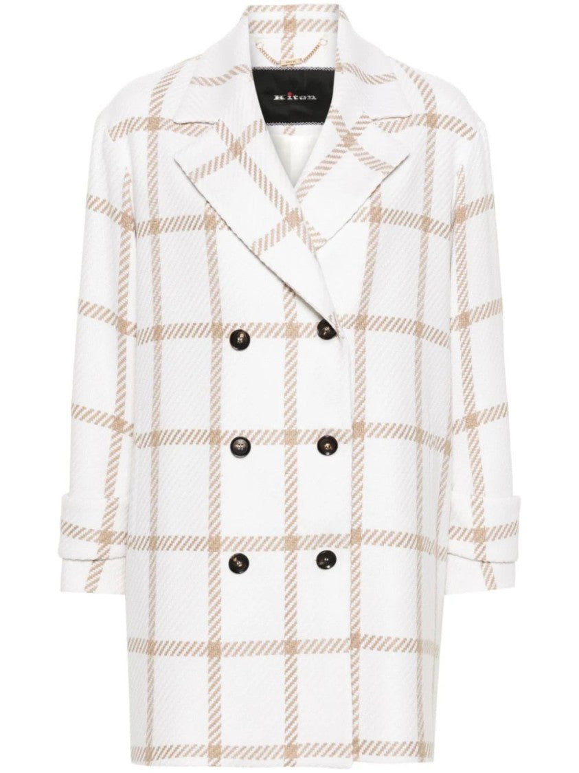 Kiton Double-Breasted Cashmere Coat With Wide Lapel And Structured Silhouette