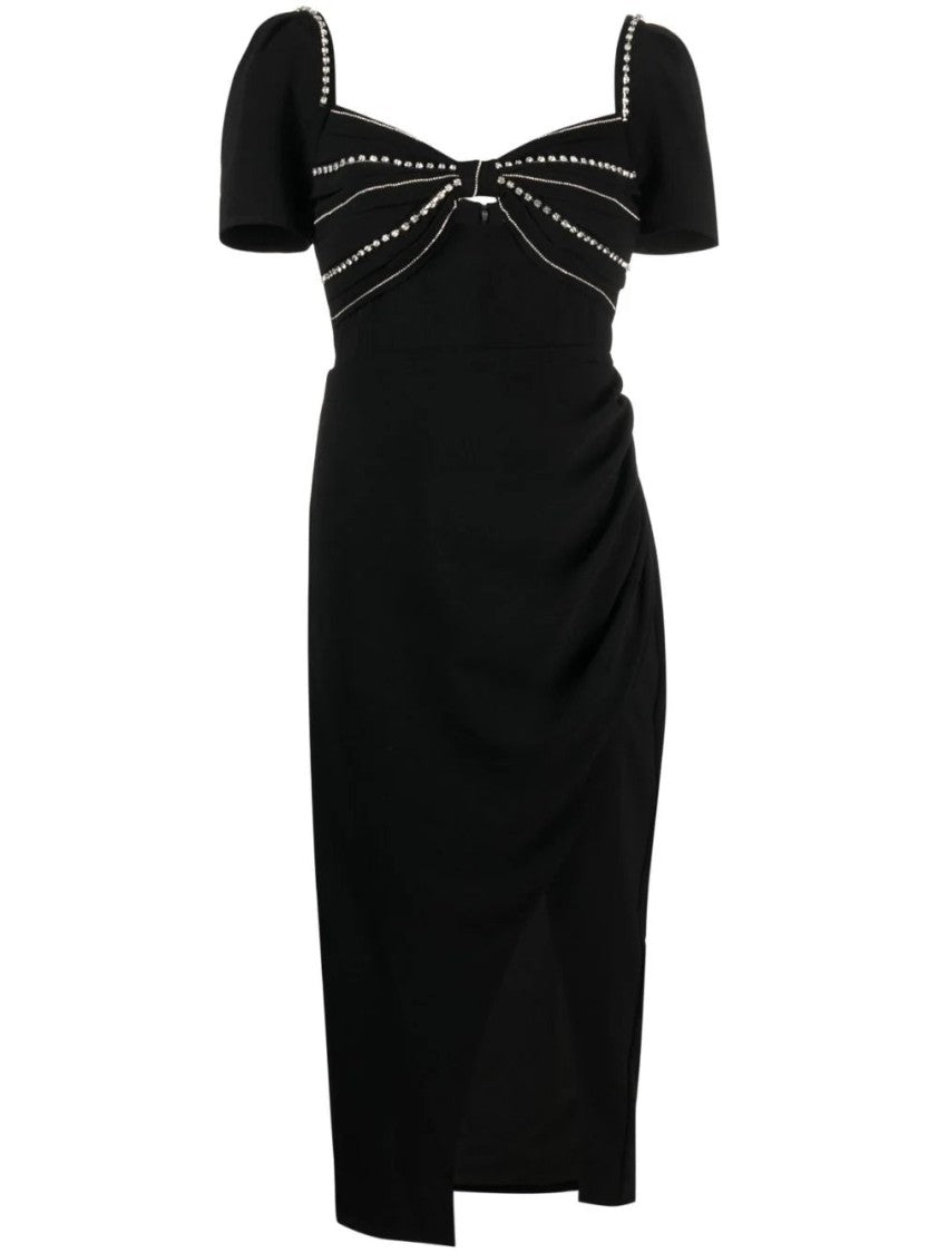 Self-Portrait Black Diamante Bust Midi Dress