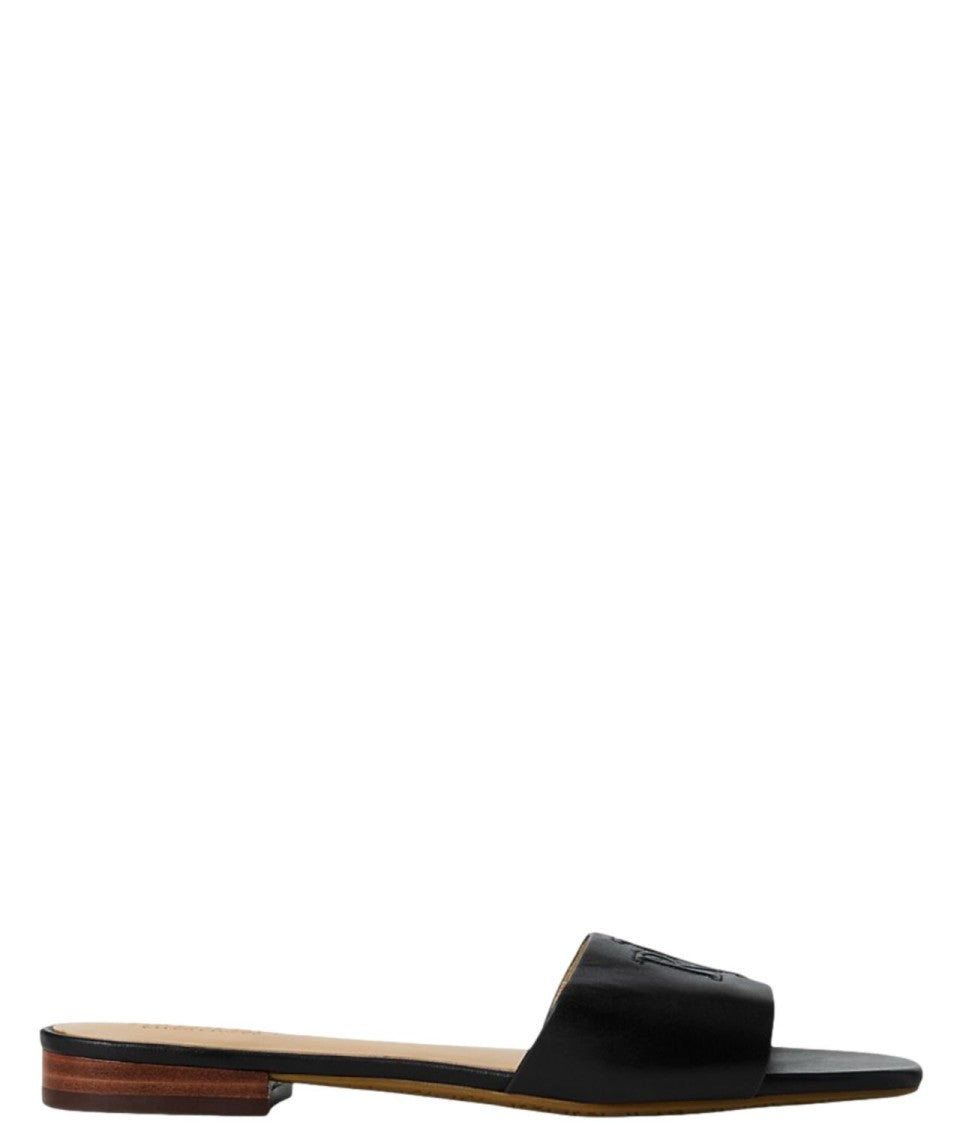 Lauren Ralph Lauren Everley Slide Sandals – Black Leather