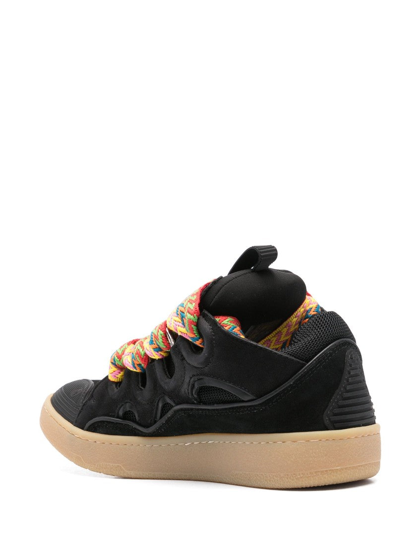 Lanvin Black Curb Sneakers 90S-Inspired Suede Sneakers