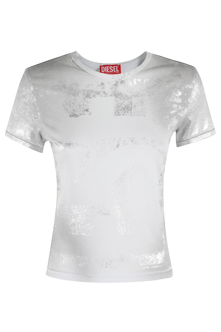 Diesel Textured Silver-Finish Fitted T-Shirt
