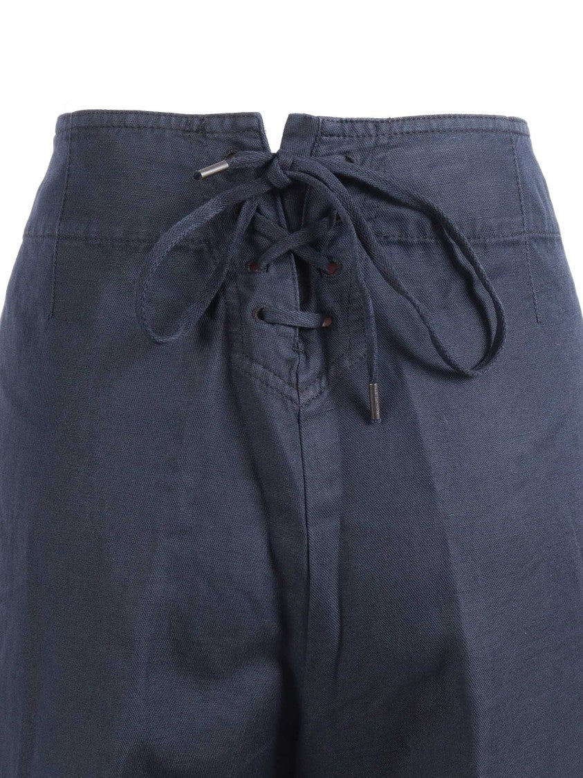 Aspesi High Waisted Lace Up Straight-Leg Pants
