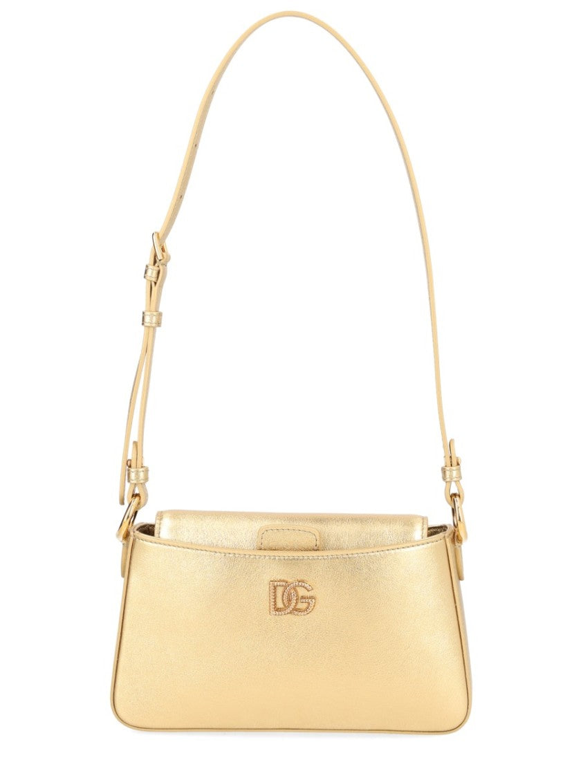 Dolce & Gabbana Metallic Gold Minimalist Leather Phone Bag