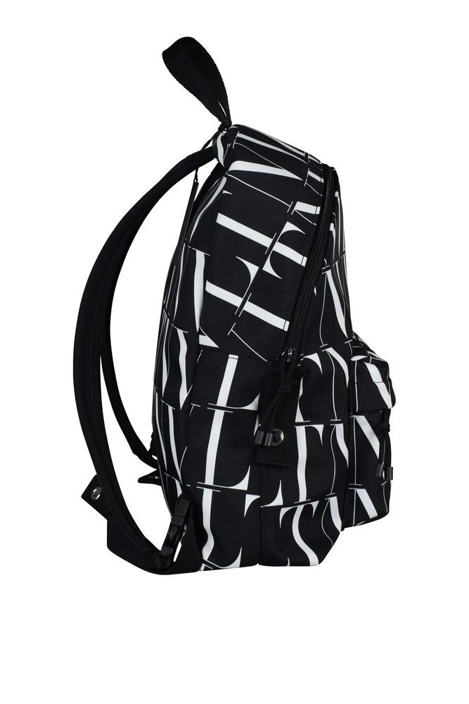 Valentino Garavani Black Nylon Backpack With Vltn Logo Print