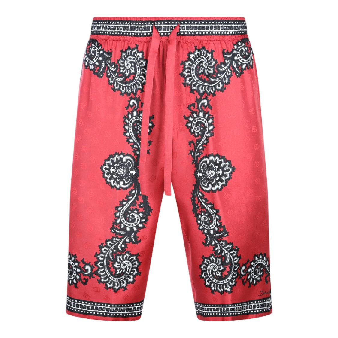 Dolce & Gabbana Paisley Pattern Red Shorts With Adjustable Drawstring Waistband