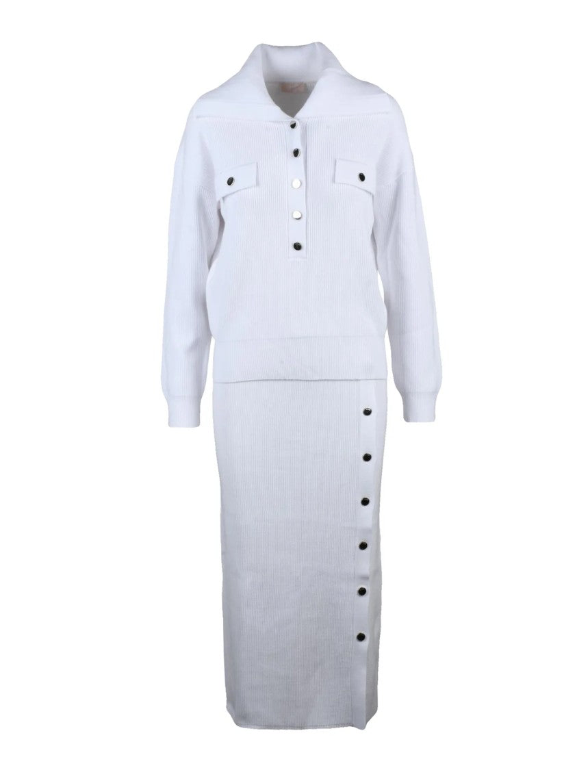 Liu Jo White Viscose-Blend Ribbed Sets