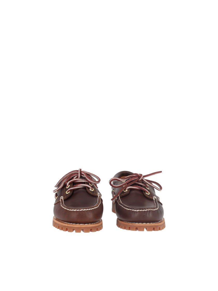 Timberland Brown Authentic Moccasin Stitch Leather Boat Shoes