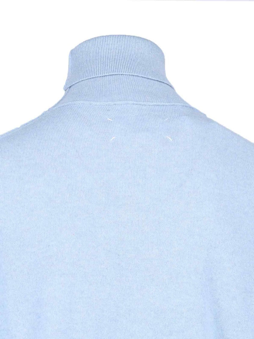 Maison Margiela Cashmere Knit Sweater With High Collar And Signature Embroidery