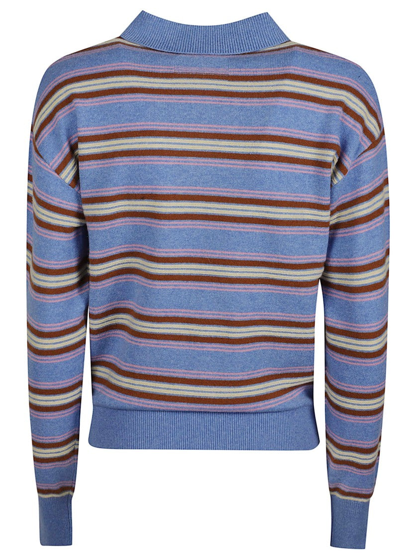 Guest In Residence Polo Neck Cashmere Sweater With Horizontal Stripes