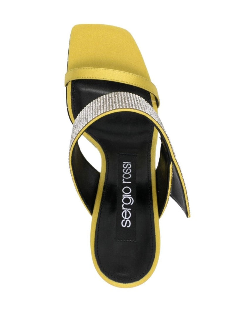 Sergio Rossi Lemon Yellow Satin Mules