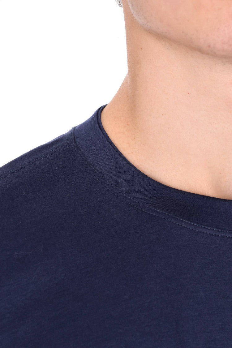 Eleventy Blue Double-Trim Cotton T-Shirt