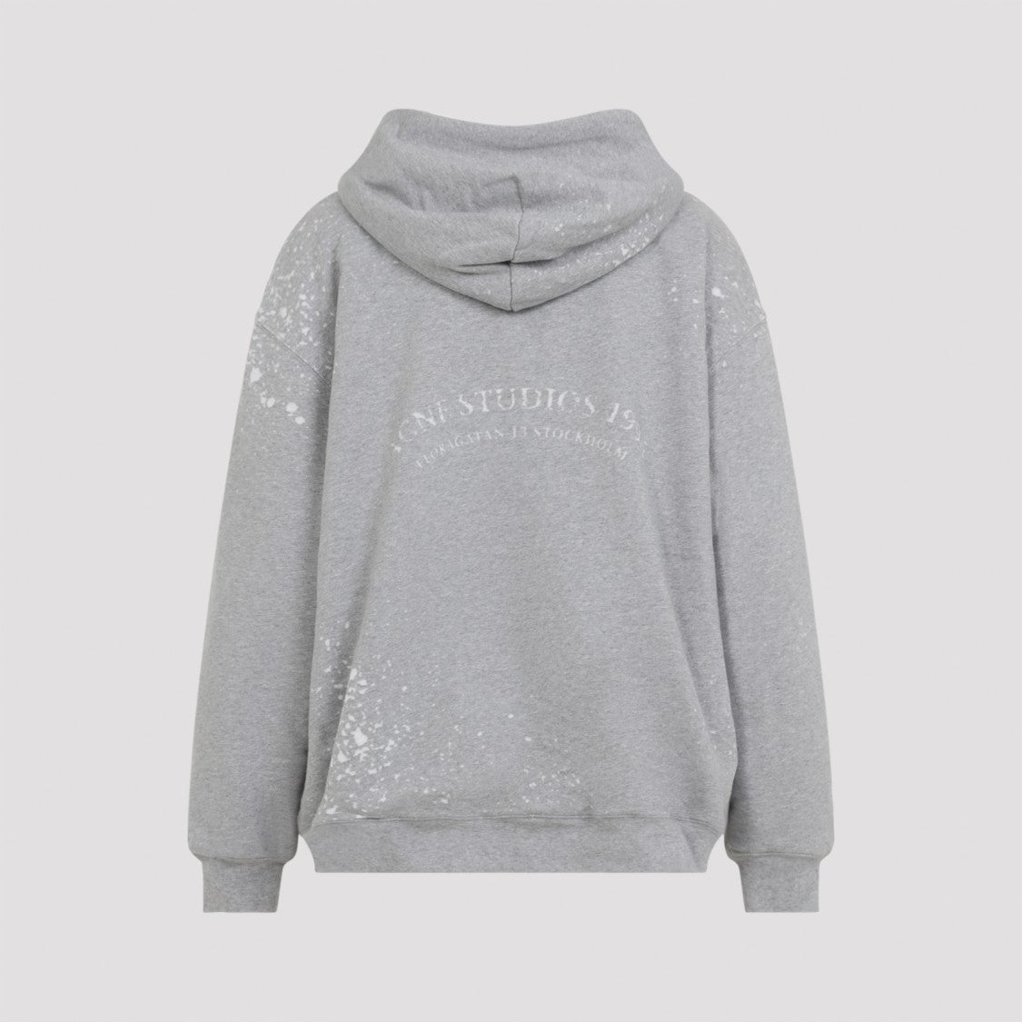Acne Studios Mélange Grey Fleece Cotton Hoodie With Distressed Details