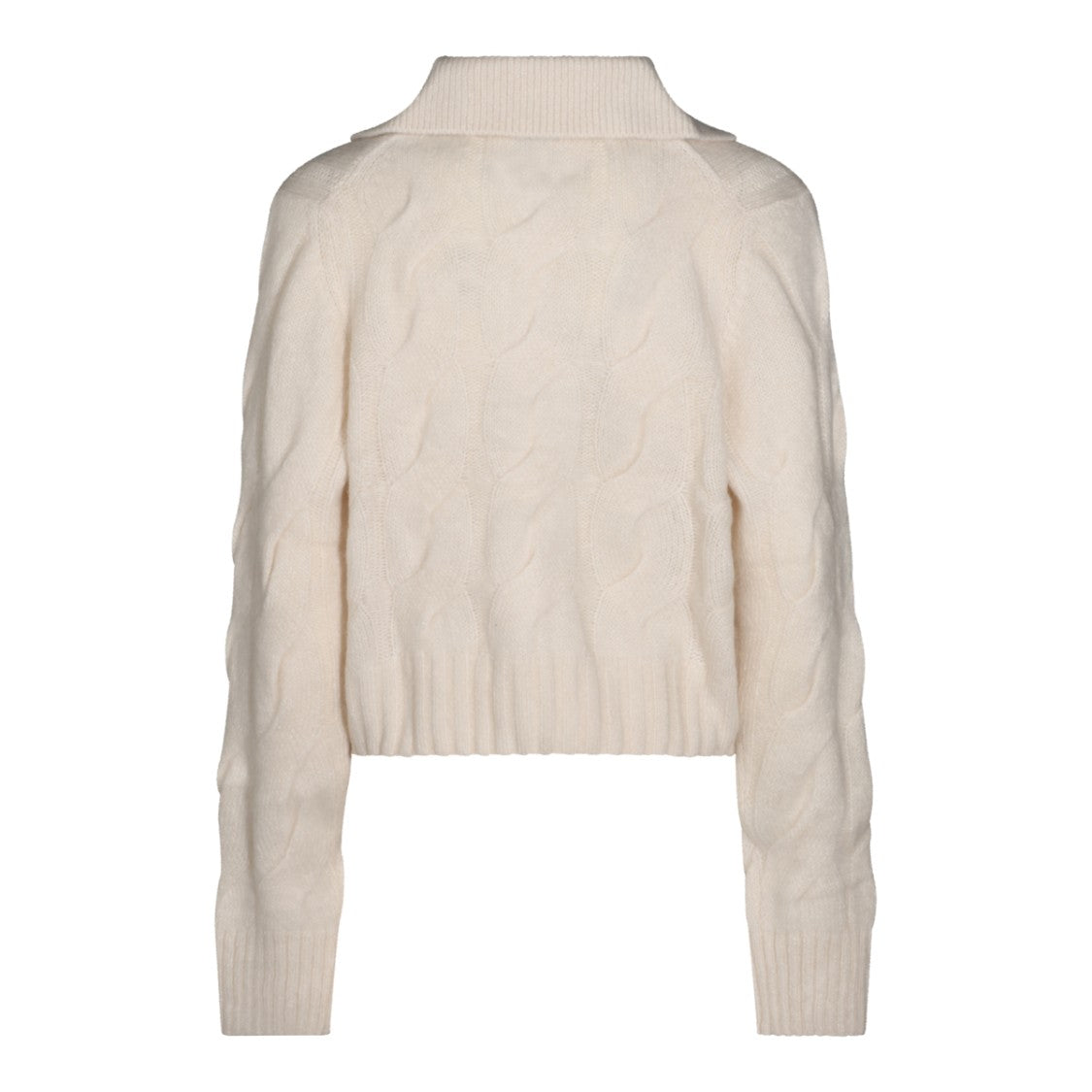 Allude Cropped Cable Pattern Button Knit Cardigan