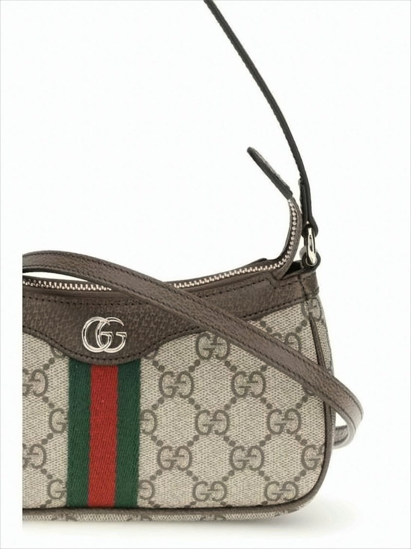 Gucci Canvas Monogram Shoulder Bag With Signature Accents