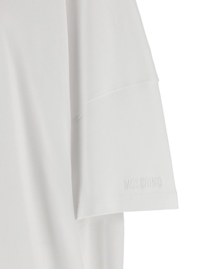 Moschino Heavy Cotton Mini T-Shirt Dress With Feather Hem Detail