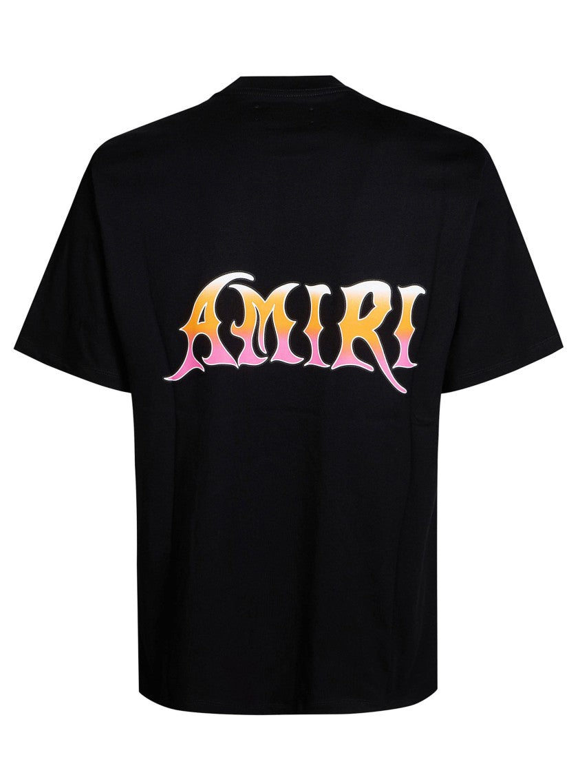 Amiri Black Flame Logo Printed T-Shirt