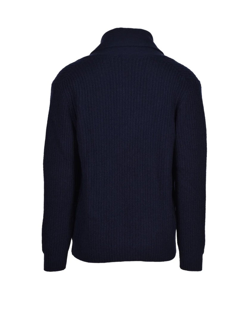 Cashmere Company P. Double-Breasted Shawl Cardigan With Ribbed Knit Texture