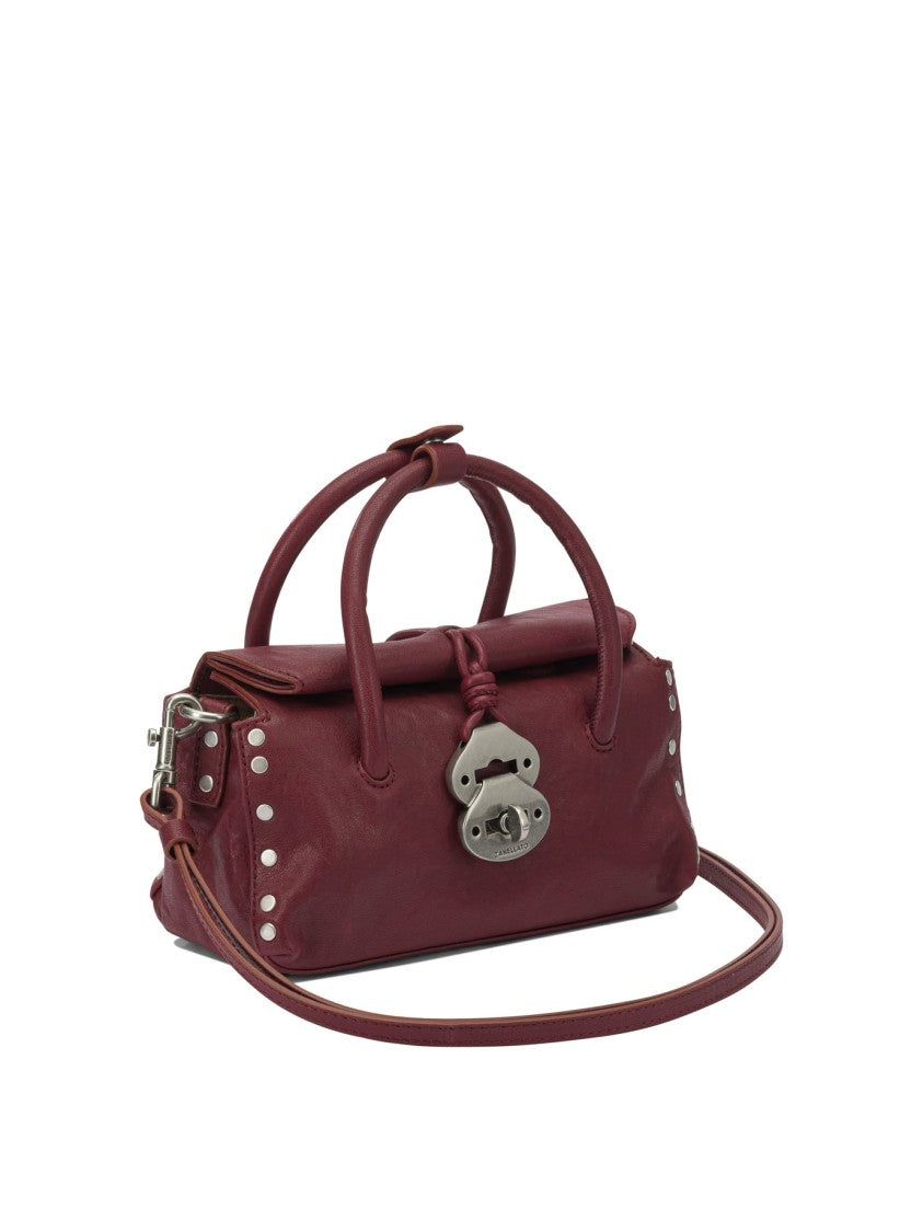 Zanellato Rectangular Burgundy Crossbody Bag With Silver-Tone Clasp