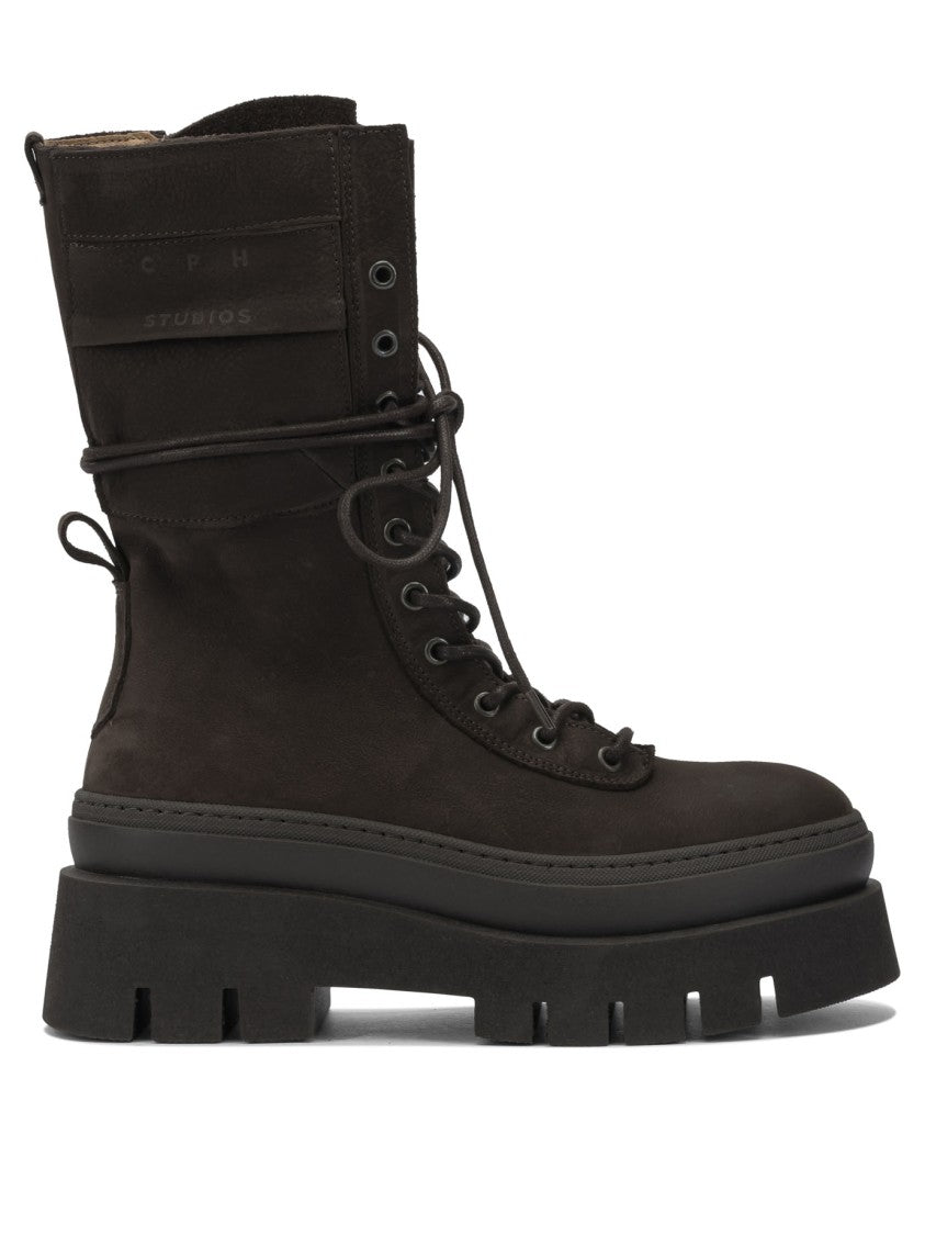 Copenhagen High-Top Lace-Up Ankle Boots