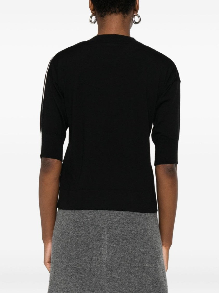 Alpha Studio Relaxed Fit Black Merino Wool Sweater