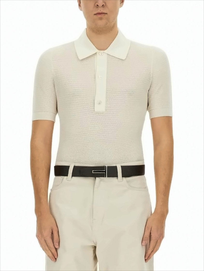 Tom Ford Textured Knit Polo Shirt With Three-Button Placket