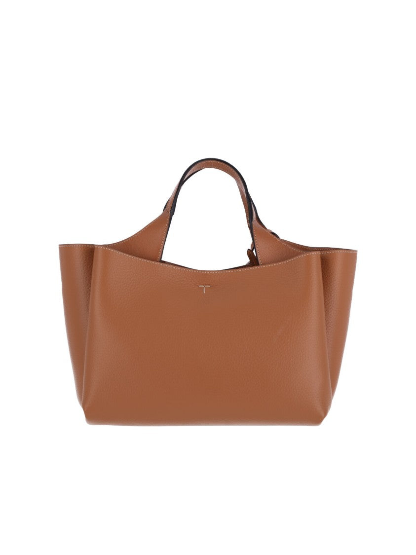 Tod's Mini Calf Leather Tote With Silver Logo Charm