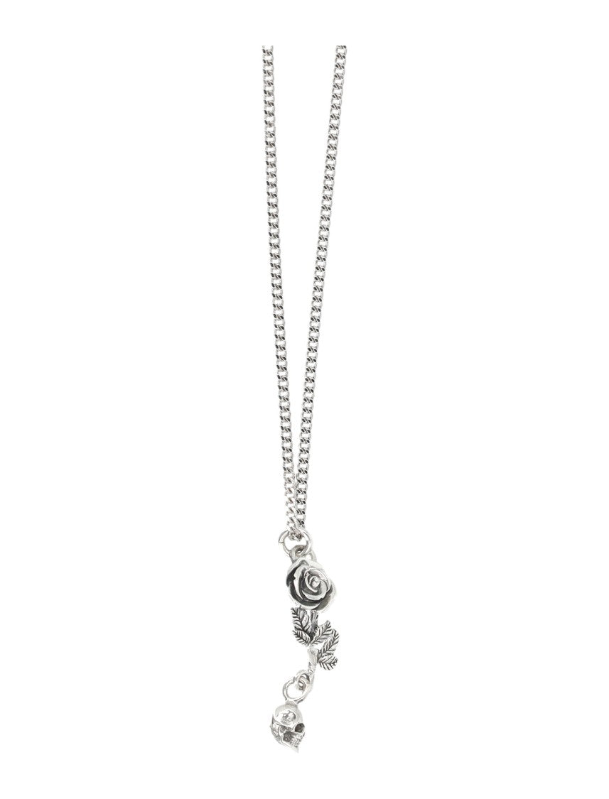 Emanuele Bicocchi Pendat Rose + Skull Necklace
